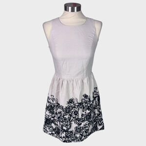 Ann Taylor LOFT Outlet Womens Size 0 Back Zip Fit Flare Dress Linen Cotton